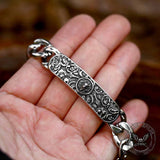 Punk Lion Carved Floral Stainless Steel Bracelet | Gthic.com