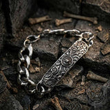 Punk Lion Carved Floral Stainless Steel Bracelet