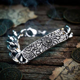Punk Lion Carved Floral Stainless Steel Bracelet