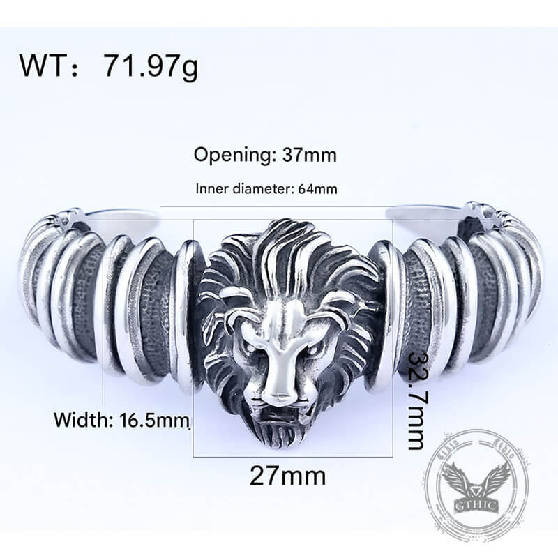 Punk Lion Head Skull Stainless Steel Biker Open Bracelet
