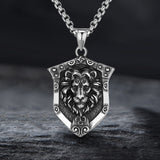 Punk Lion Wolf Shield Stainless Steel Necklace 03 | Gthic.com