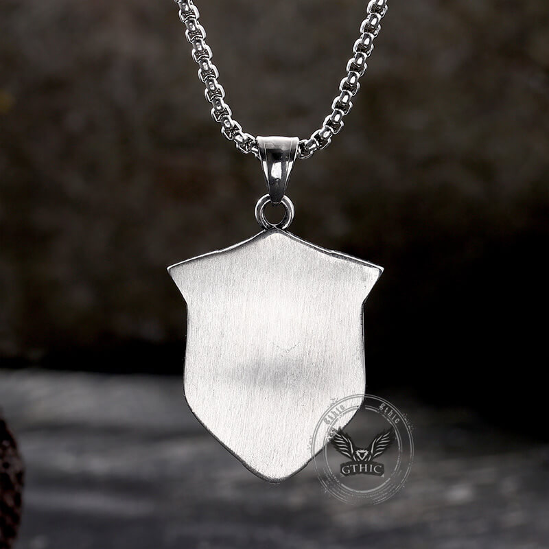 Punk Lion Wolf Shield Stainless Steel Necklace