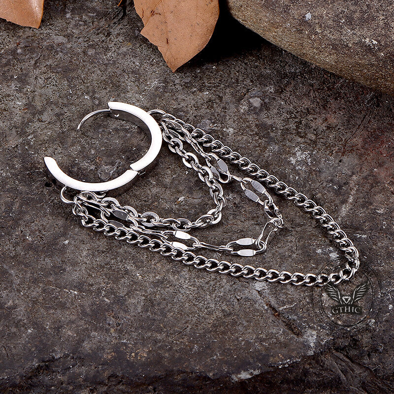 Punk Long Tassel Chain Stainless Steel Earrings | Gthic.com