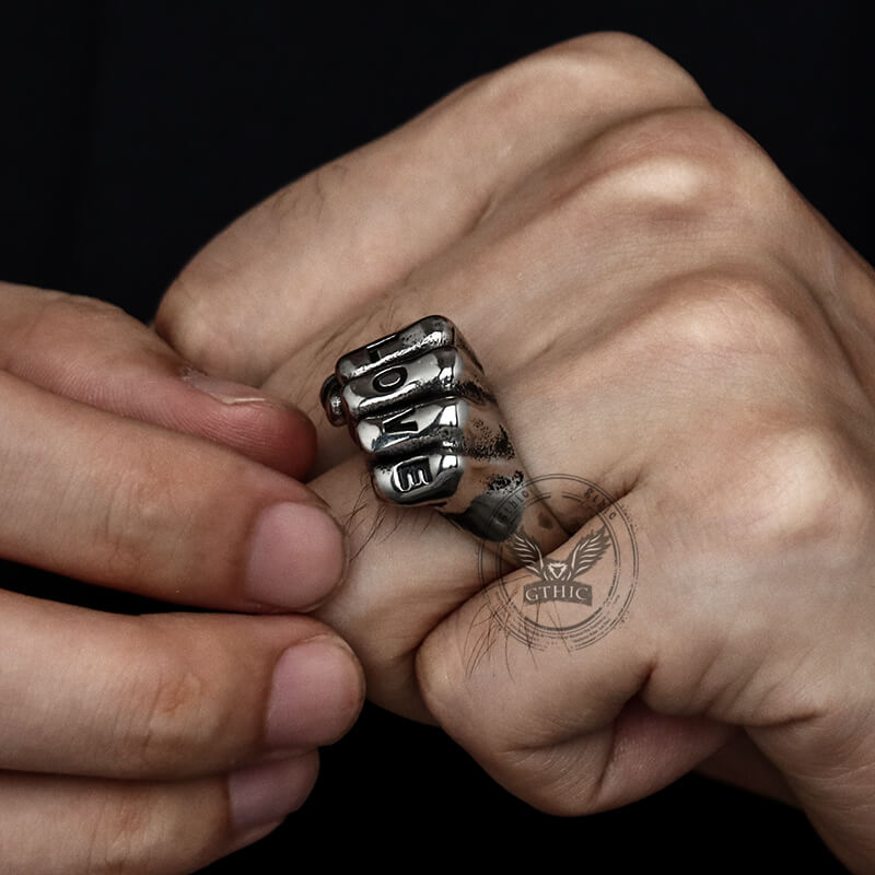 Punk Love Letter Domineering Fist Stainless Steel Ring