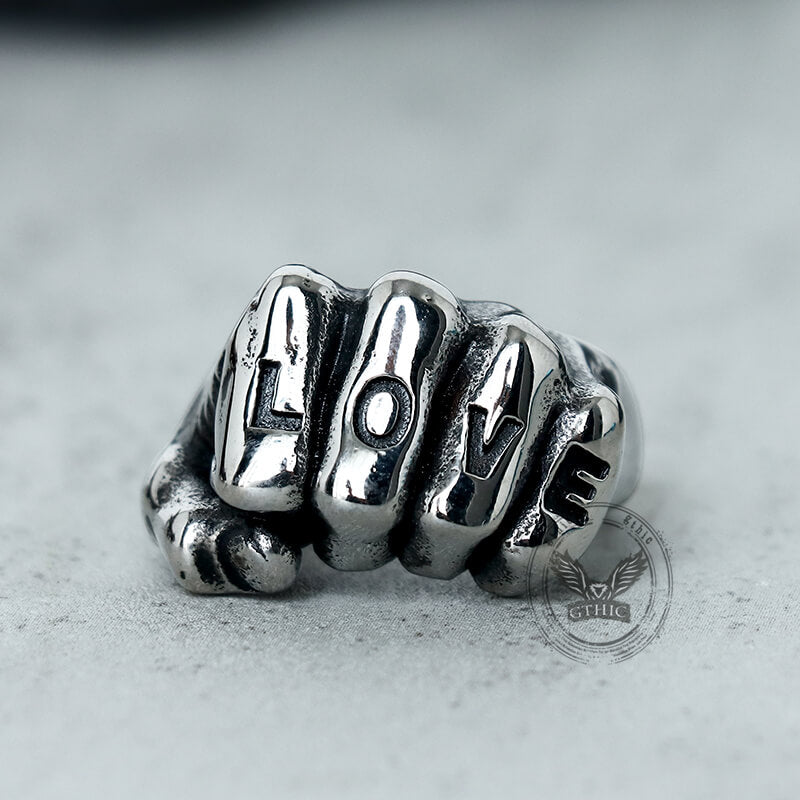 Punk Love Letter Domineering Fist Stainless Steel Ring