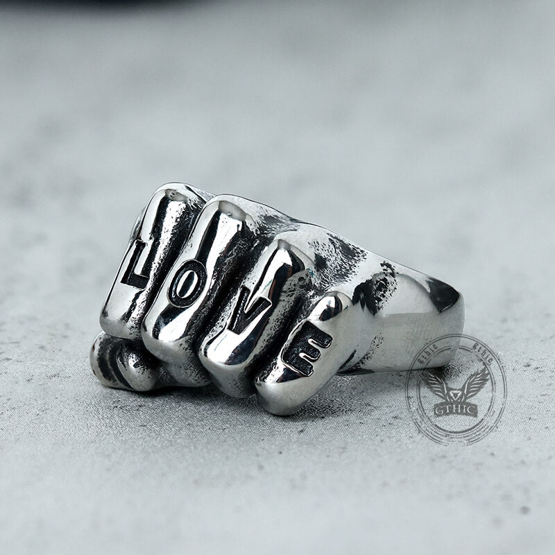 Punk Love Letter Domineering Fist Stainless Steel Ring