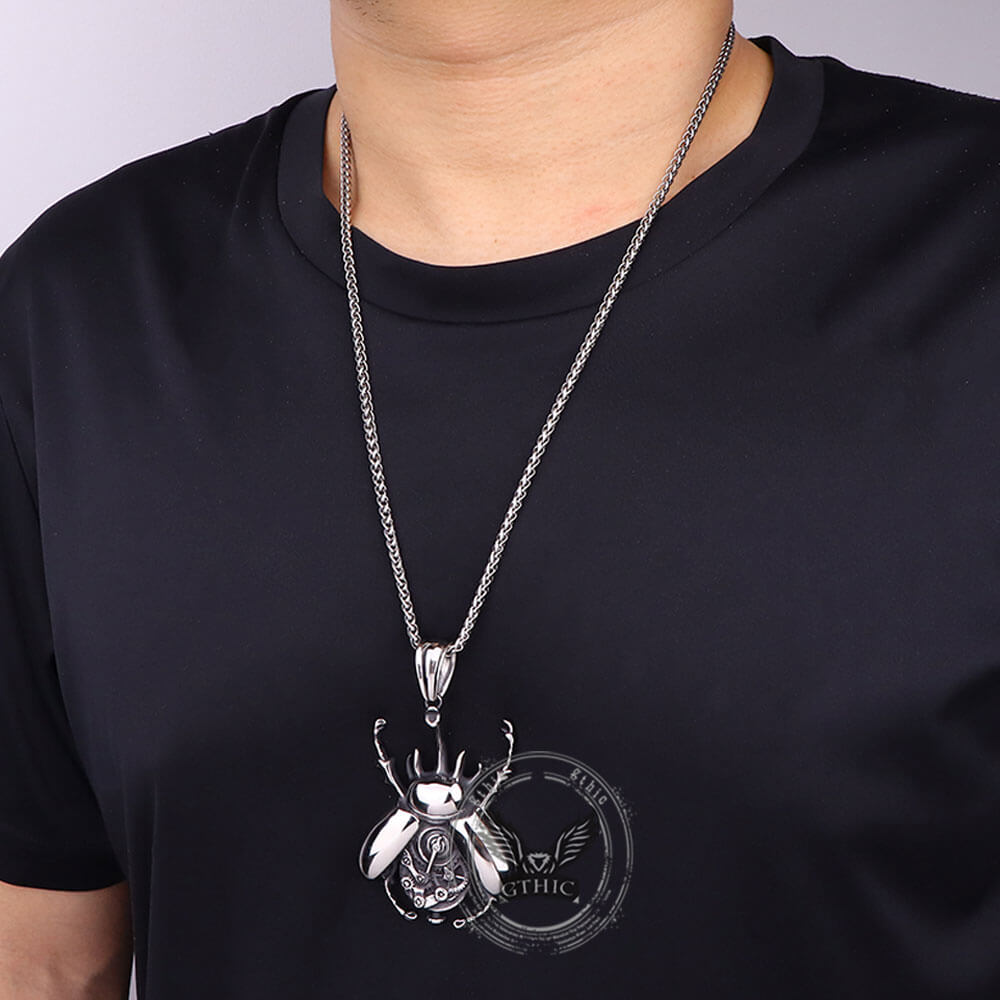 Punk Mechanical Gear Beetle Stainless Steel Pendant | Gthic.com