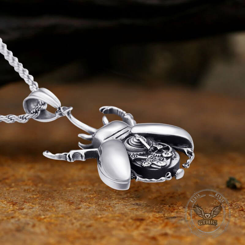 Punk Mechanical Gear Beetle Stainless Steel Pendant | Gthic.com