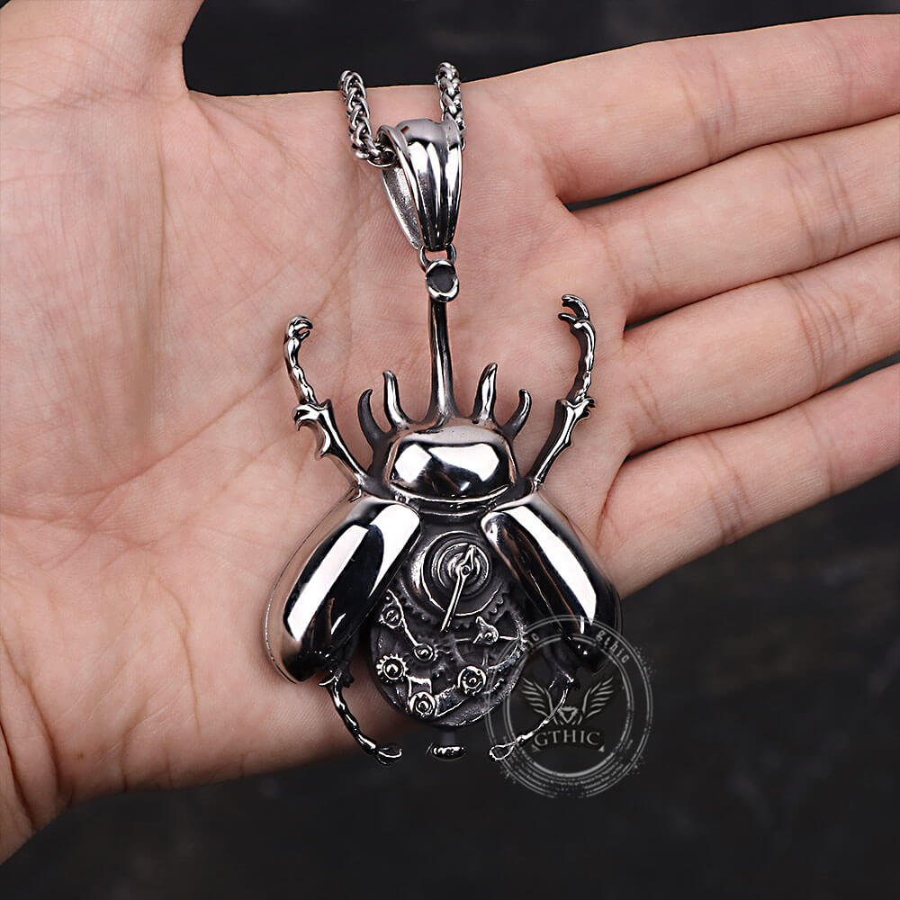 Punk Mechanical Gear Beetle Stainless Steel Pendant | Gthic.com