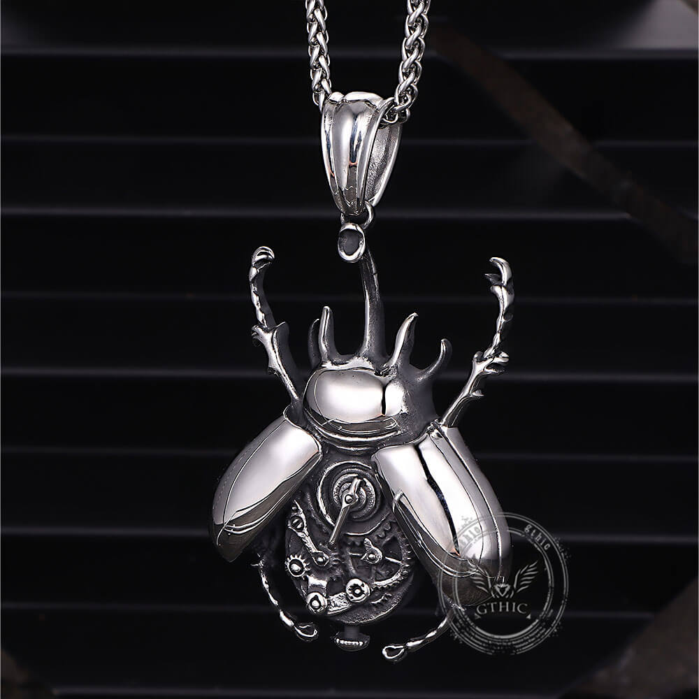 Punk Mechanical Gear Beetle Stainless Steel Pendant | Gthic.com