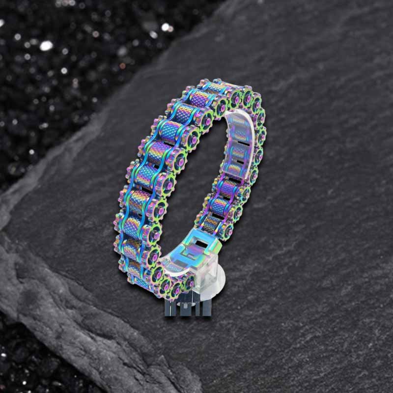 Punk Motorcycle Gear Chain Stainless Steel Bracelet