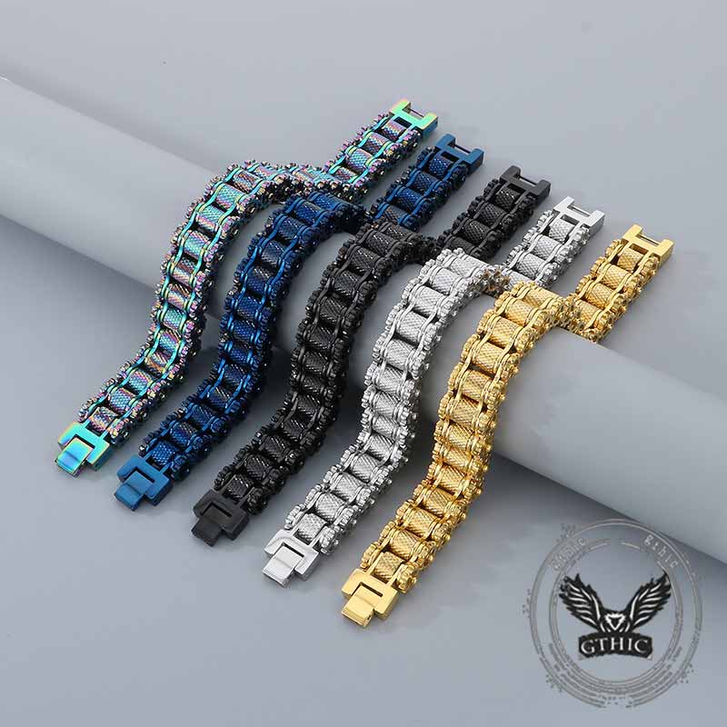 Punk Motorcycle Gear Chain Stainless Steel Bracelet | Gthic.com