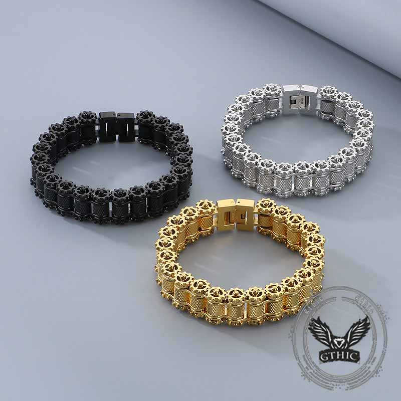 Punk Motorcycle Gear Chain Stainless Steel Bracelet