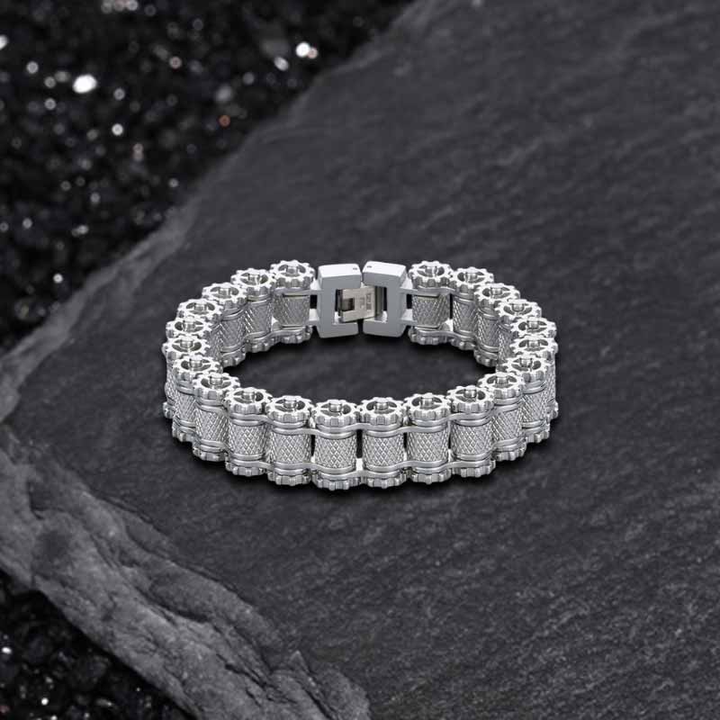 Punk Motorcycle Gear Chain Stainless Steel Bracelet
