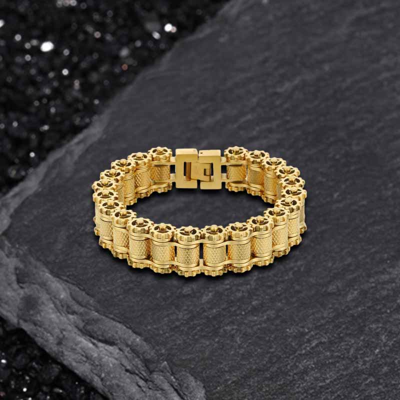 Punk Motorcycle Gear Chain Stainless Steel Bracelet