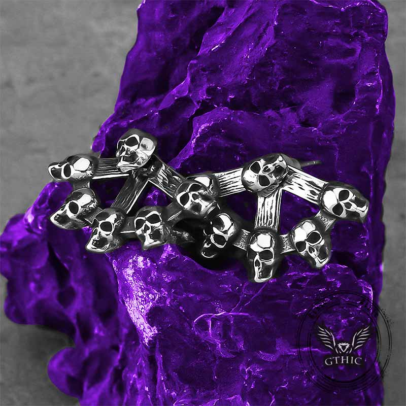 Punk Multi-Skull Stainless Steel Stud Earrings | Gthic.com