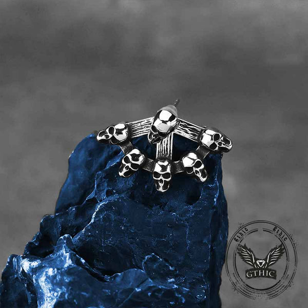 Punk Multi-Skull Stainless Steel Stud Earrings | Gthic.com