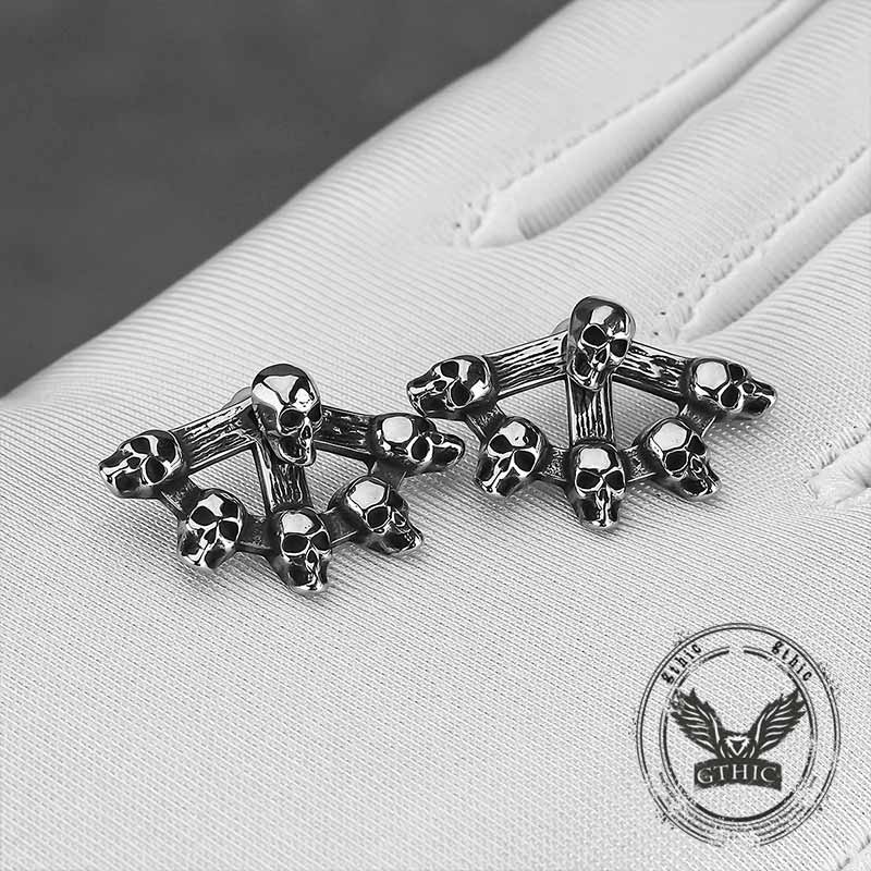 Punk Multi-Skull Stainless Steel Stud Earrings | Gthic.com