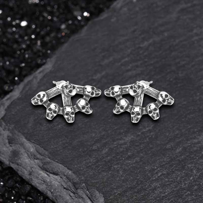 Punk Multi-Skull Stainless Steel Stud Earrings | Gthic.com