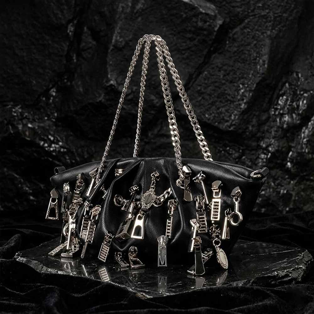 Punk Multi-Zipper Head PU Leather Edgy Handbag | Gthic.com