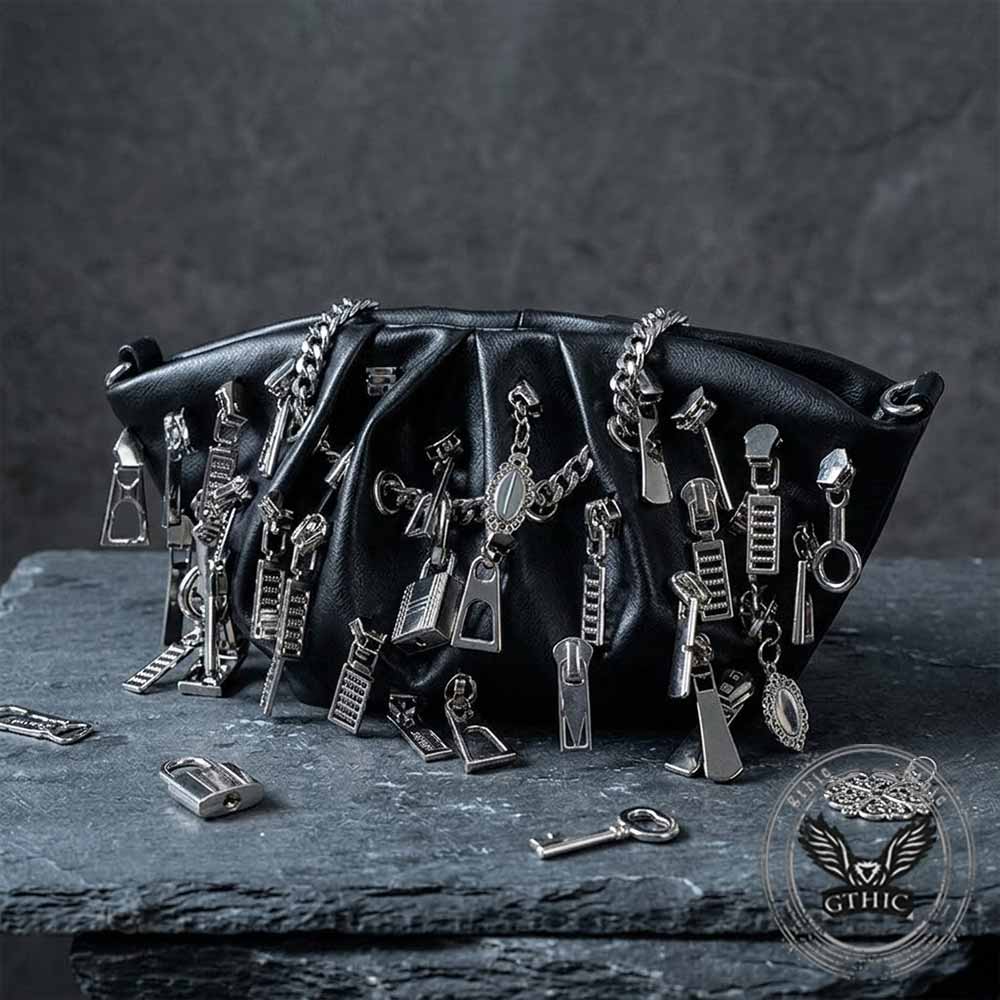 Punk Multi-Zipper Head PU Leather Edgy Handbag | Gthic.com