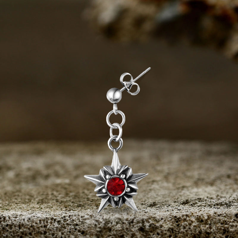 Punk Octagonal Star Ruby Stainless Steel Earrings | Gthic.com