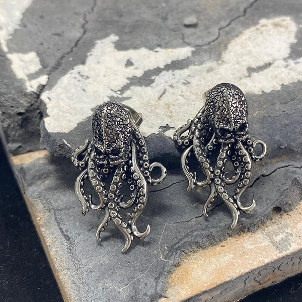 Punk Octopus Stainless Steel Animal Earrings 01 | Gthic.com