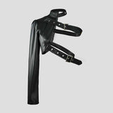 Punk One Shoulder Irregular PU Leather Top 02 | Gthic.com