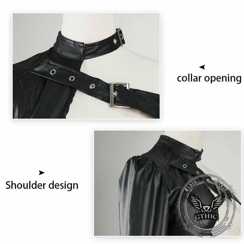 Punk One Shoulder Irregular PU Leather Top