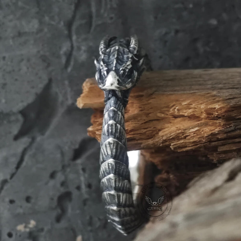 Punk Ouroboros Snake Sterling Silver Ring