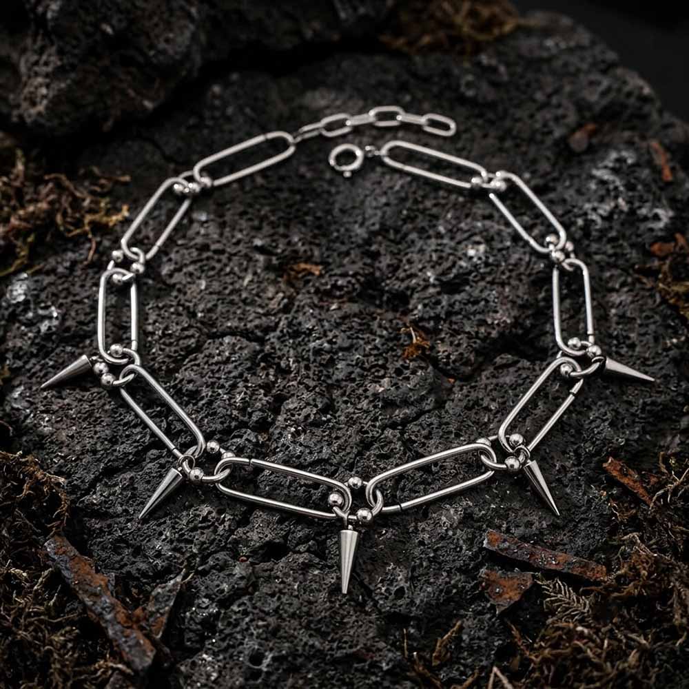 Punk Paperclip Spikes Stainless Steel Clavicle Necklace