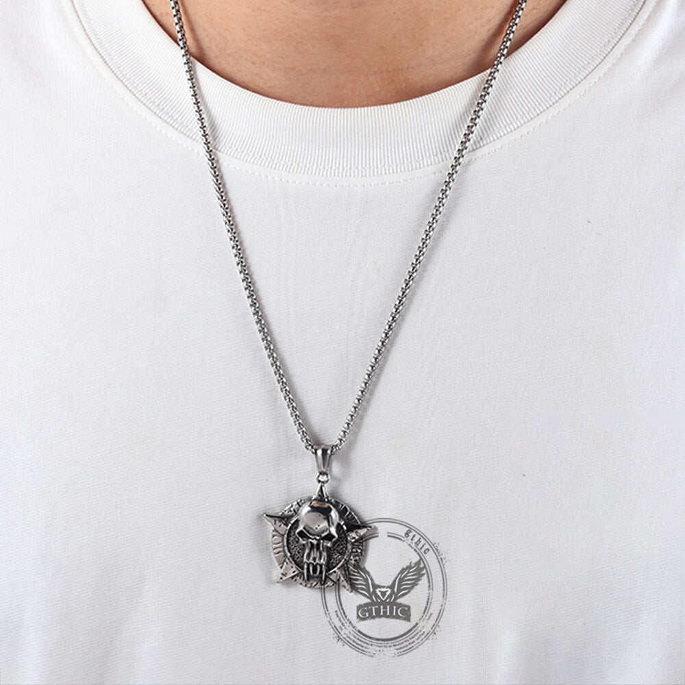 Punk Pentagram Skull Stainless Steel Pendant