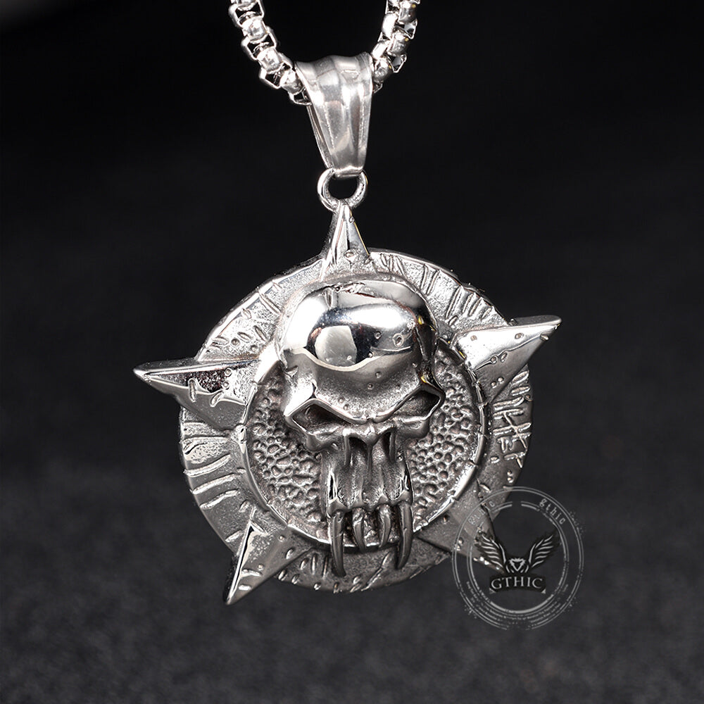 Punk Pentagram Skull Stainless Steel Pendant