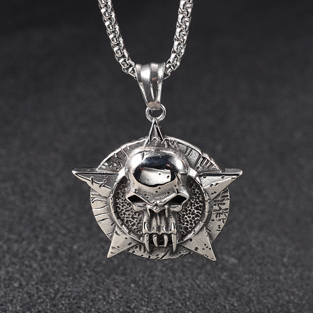 Punk Pentagram Skull Stainless Steel Pendant