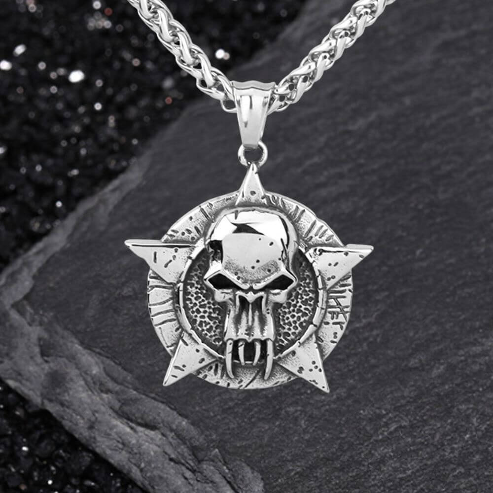 Punk Pentagram Skull Stainless Steel Pendant