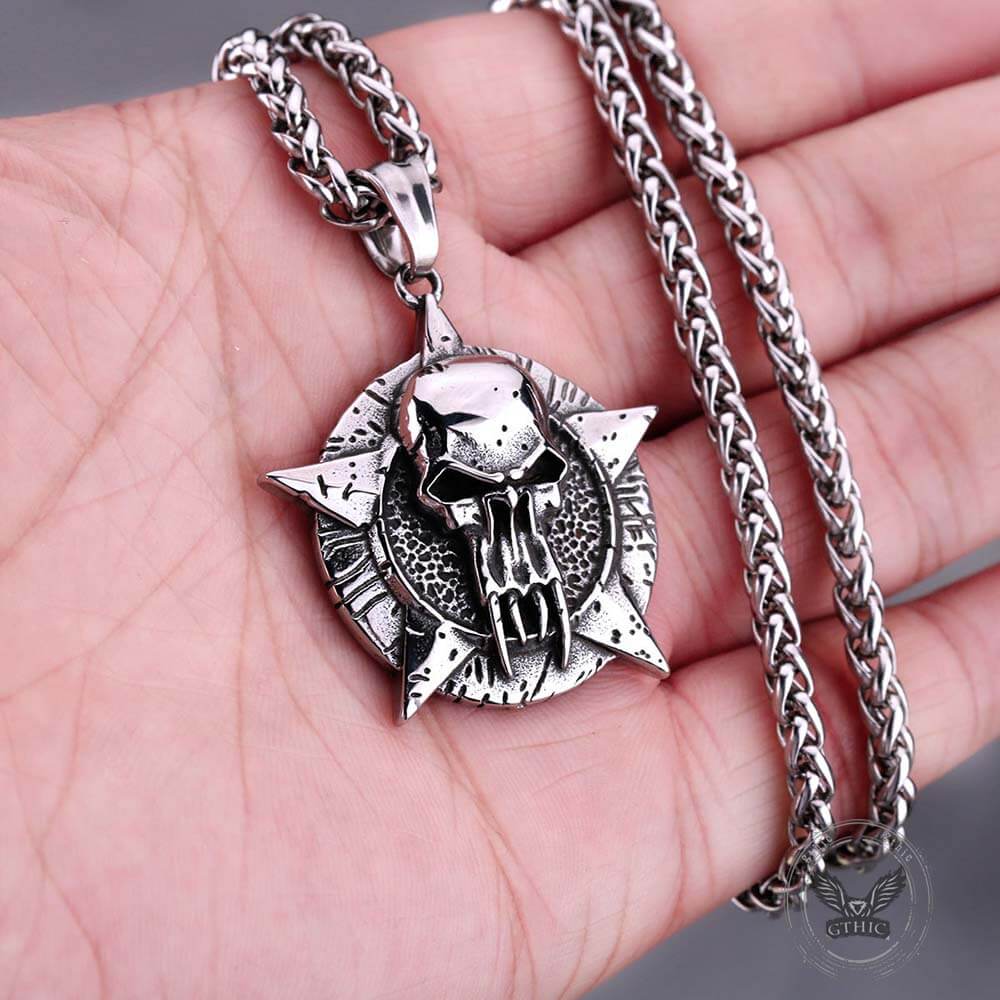 Punk Pentagram Skull Stainless Steel Pendant | Gthic.com