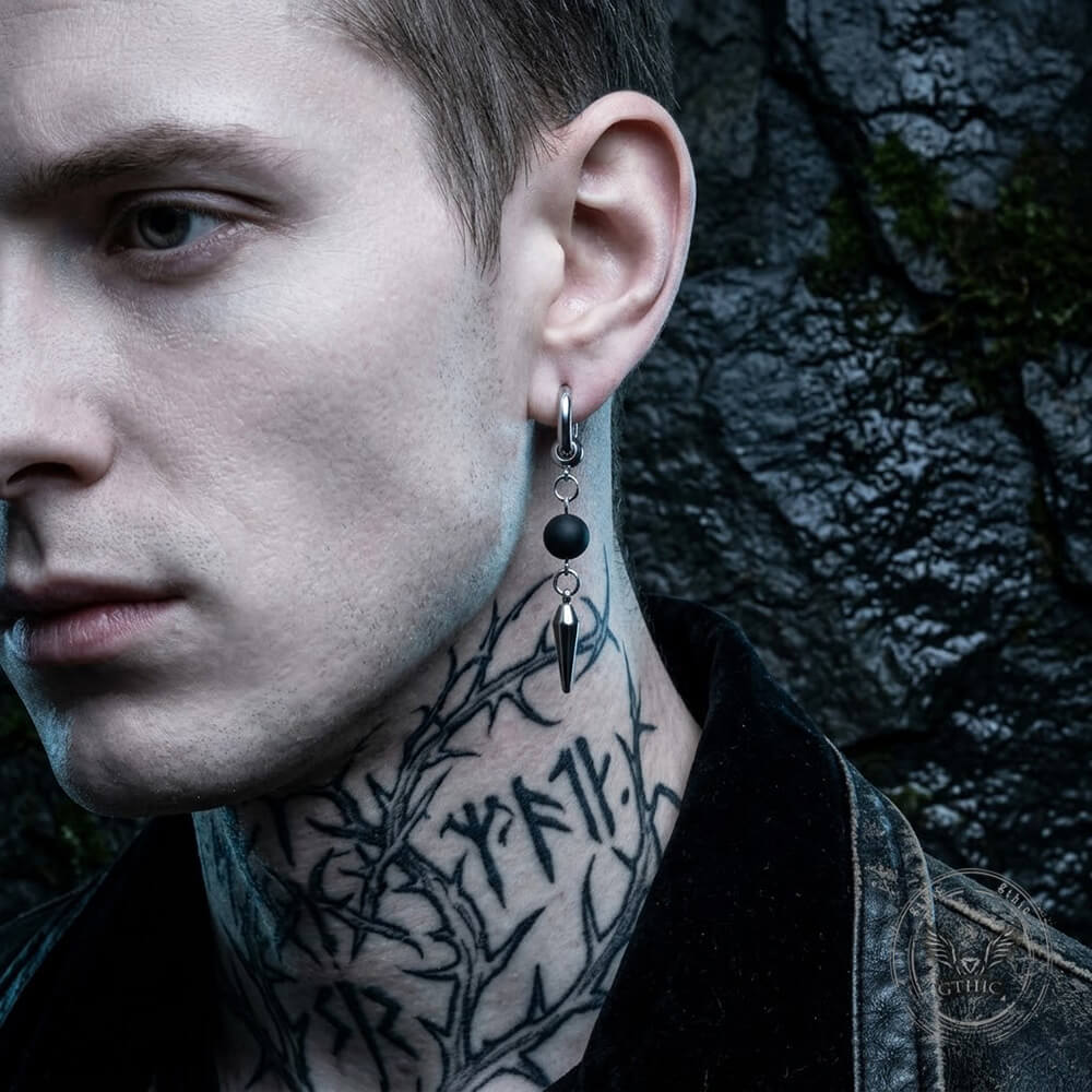 Punk Pin Studded Stainless Steel Drop Earrings | Gthic.com