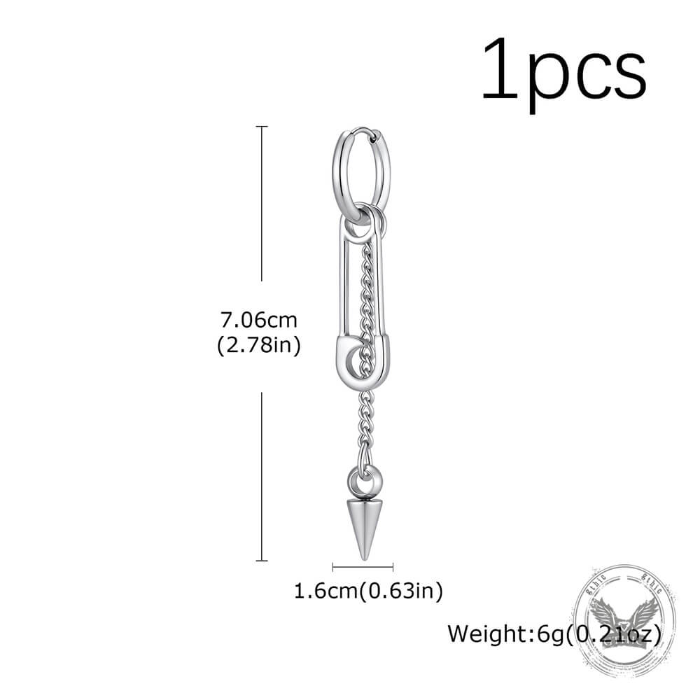 Punk Pin Studded Stainless Steel Drop Earrings