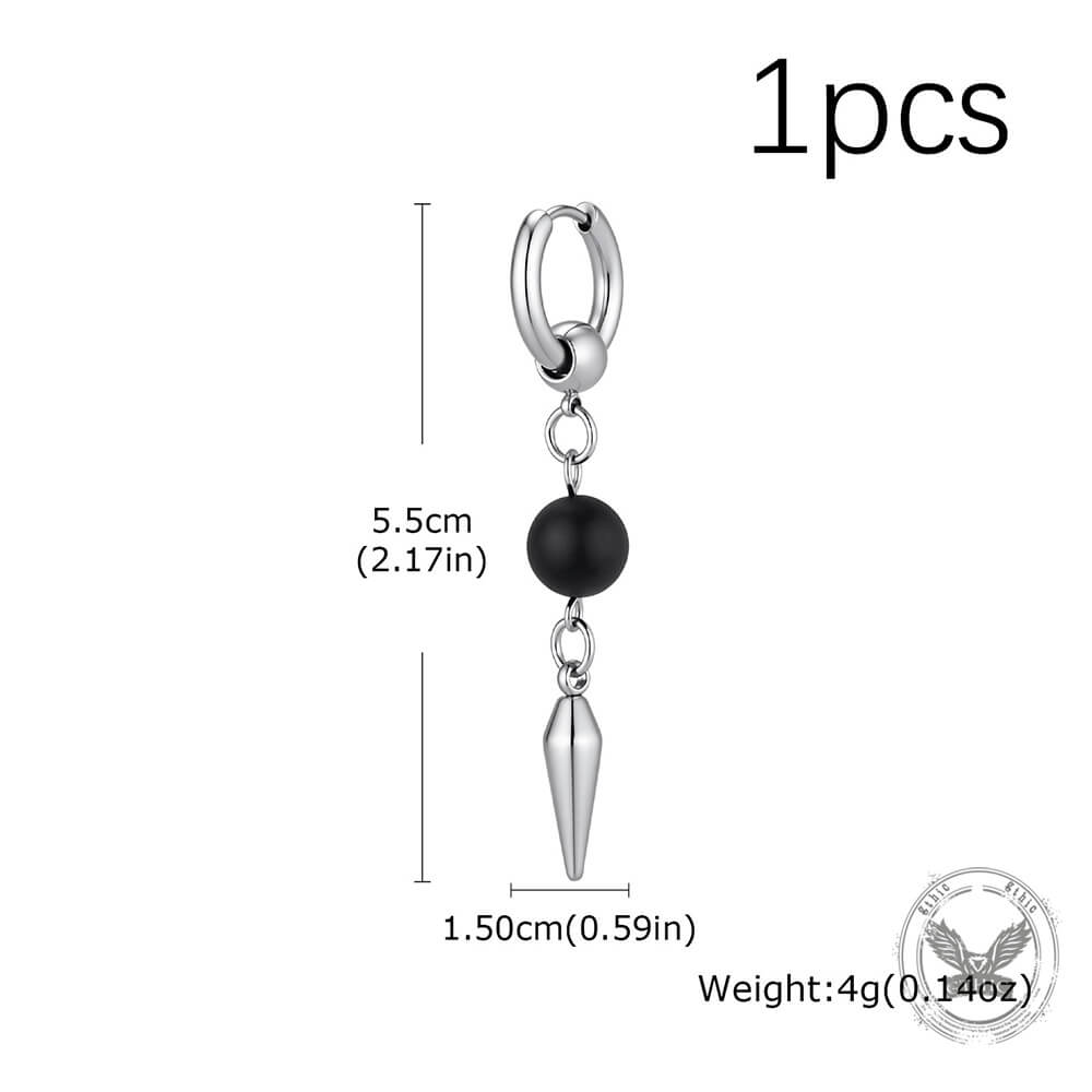 Punk Pin Studded Stainless Steel Drop Earrings