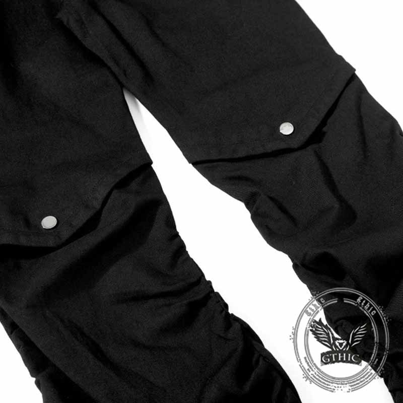 Punk Pleated PU Leather Patchwork Flared Pants