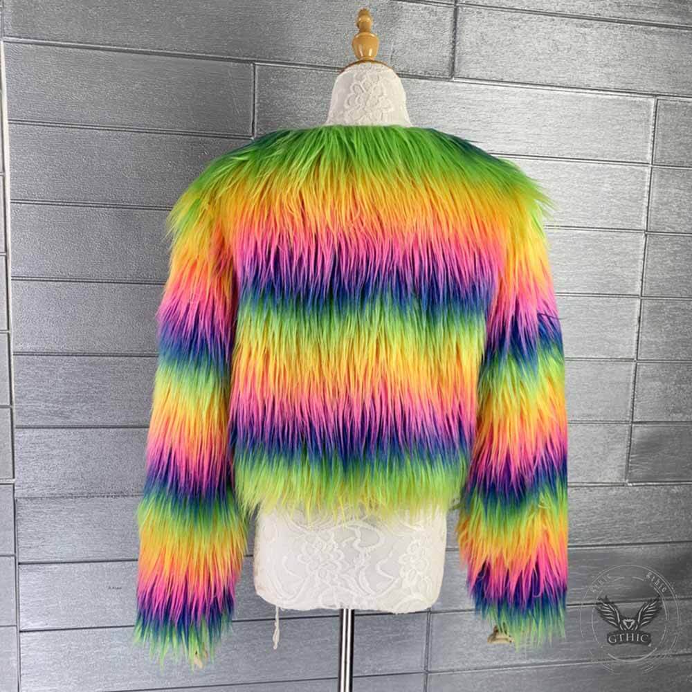 Punk Rainbow Faux Fur Plush Top