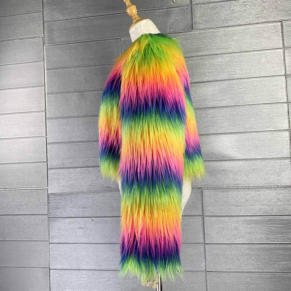 Punk Rainbow Faux Fur Plush Top