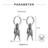 Punk Ram Horn Skull Stainless Steel Hoop Earrings