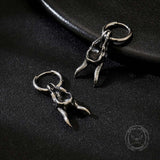 Punk Ram Horn Skull Stainless Steel Hoop Earrings | Gthic.com