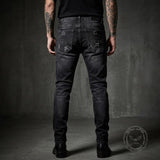 Punk Raw-Edge Distressed Patch Slim-Fit Jeans | Gthic.com