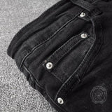 Pantaloni punk da uomo in cotone con stampa teschio patch