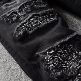 Pantaloni punk da uomo in cotone con stampa teschio patch