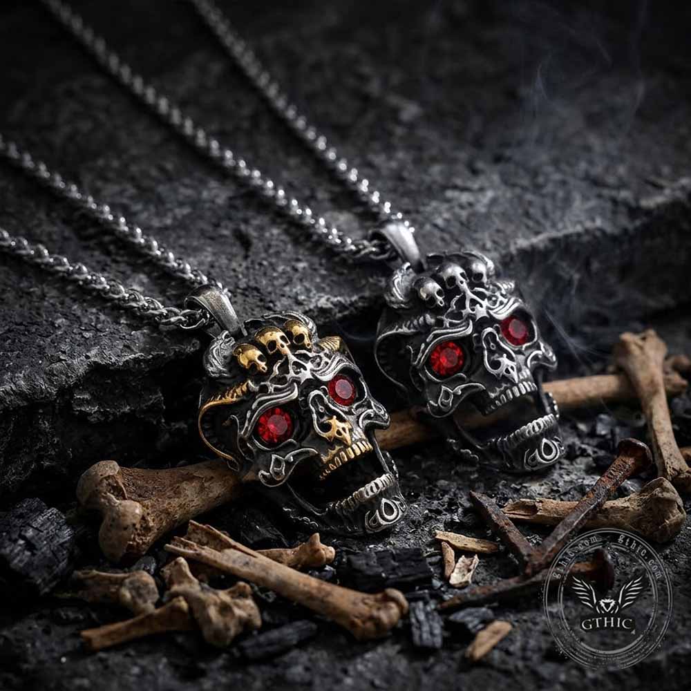 Punk Red Eye Skull Head Stainless Steel Pendant | Gthic.com