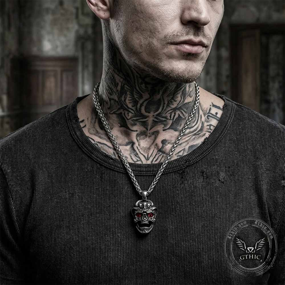 Punk Red Eye Skull Head Stainless Steel Pendant | Gthic.com