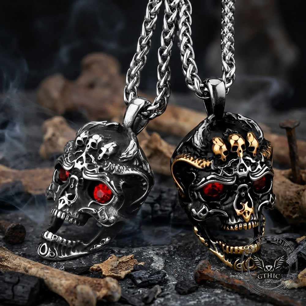Punk Red Eye Skull Head Stainless Steel Pendant